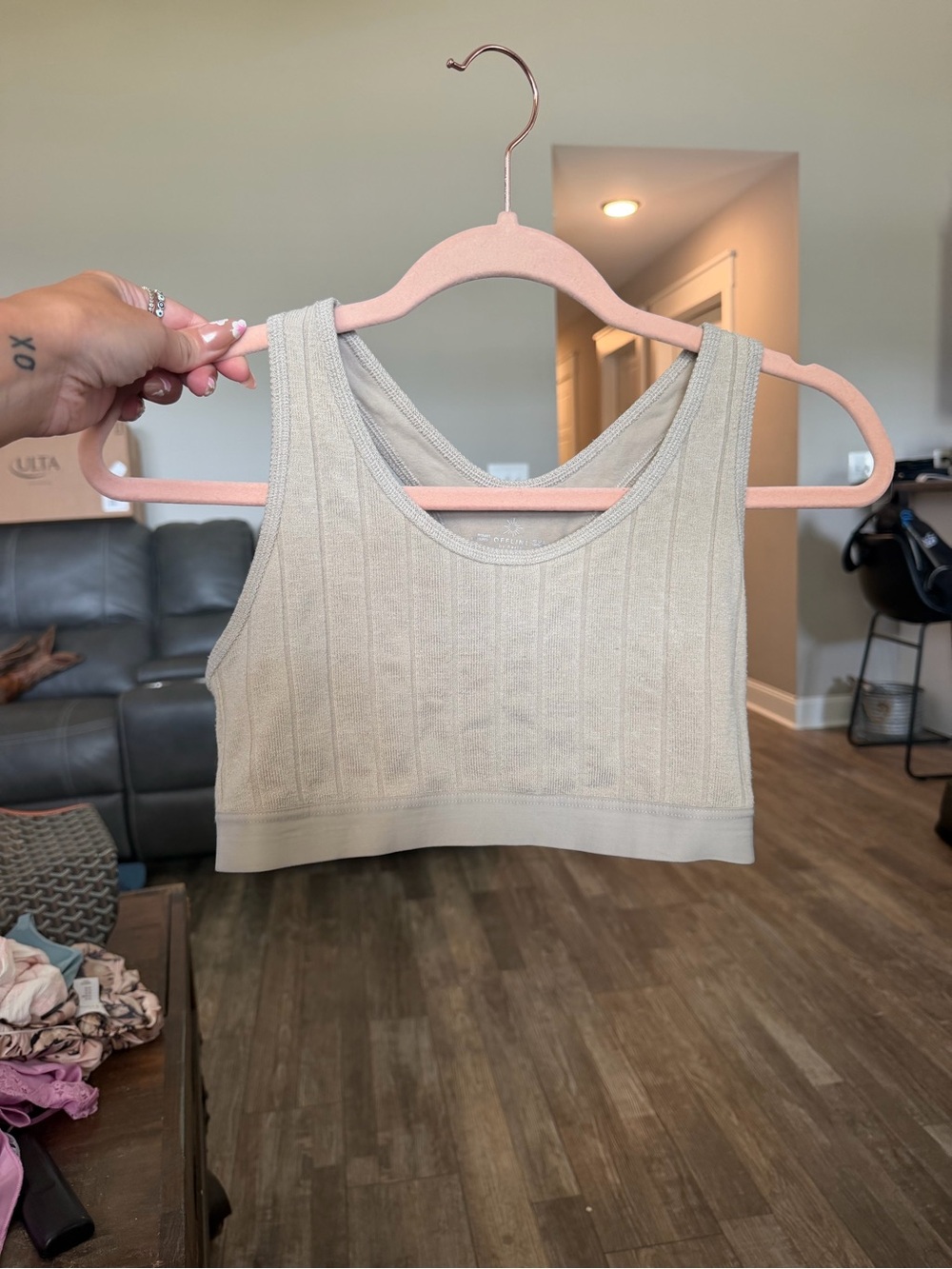Aerie tan ribbed sports bra